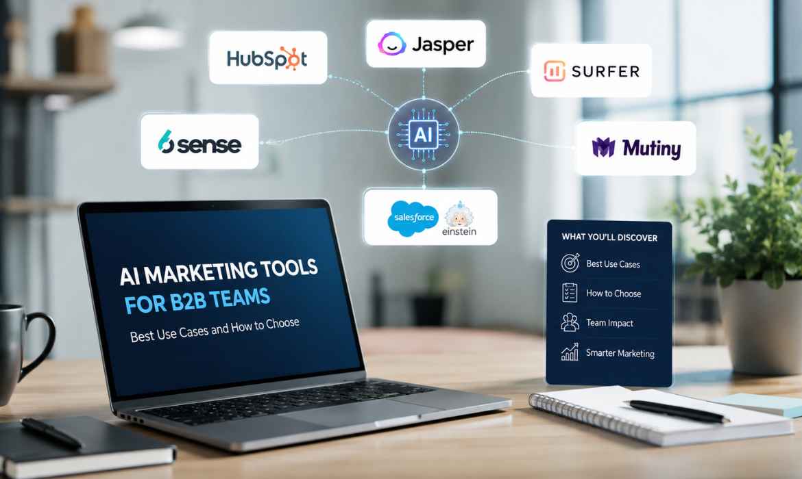 AI marketing tools supporting B2B lead generation, content creation, and campaign optimization